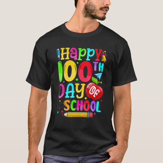 Happy 100th Day Of School Teacher Boy Girl 100 Day Tシャツ (正面)