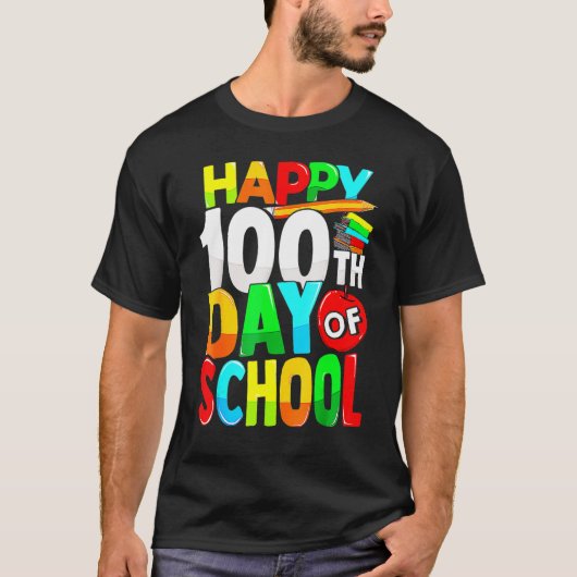 Happy 100th Day Of School Teacher Kids Happy 100 D Tシャツ (正面)