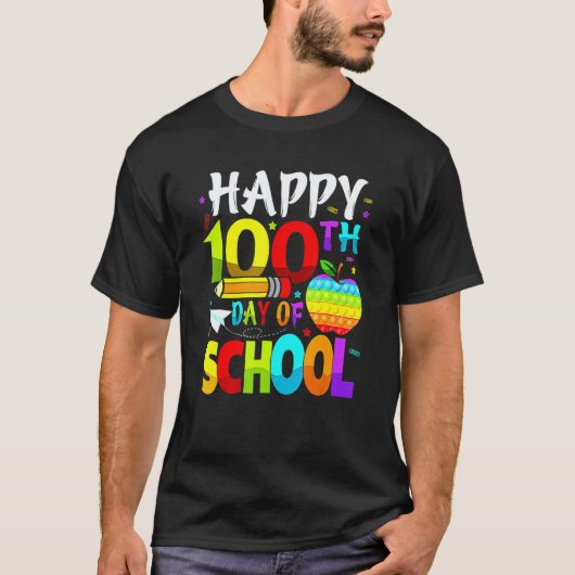 Happy 100th Day Of School Teacher Rainbow 100 Days Tシャツ (正面)