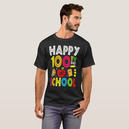 Happy 100th Day Of School Teacher Student 100th Da Tシャツ (正面フル)