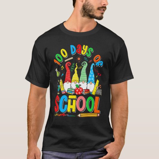 Happy 100th Day Of School Three Gnomes Virtual Tea Tシャツ (正面)
