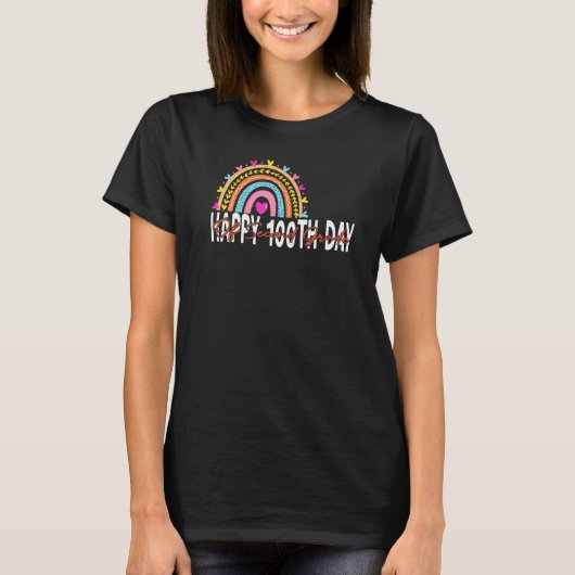 Happy 100th Day Of Second Grade Rainbow 100 Days O Tシャツ (正面)