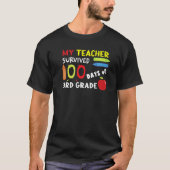 Happy 100th Day Teacher Survived 3rd Grade 100 Day Tシャツ (正面)