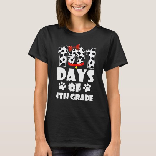 Happy 101 Days School 4th Grade Dog 100 Days Smart Tシャツ (正面)