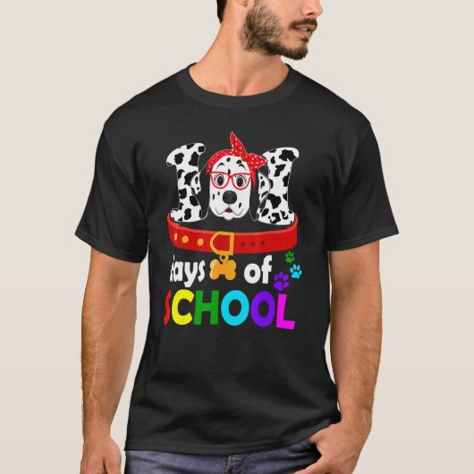 Happy 101 Days School Cute Dog 100 Days Smarter St Tシャツ (正面)