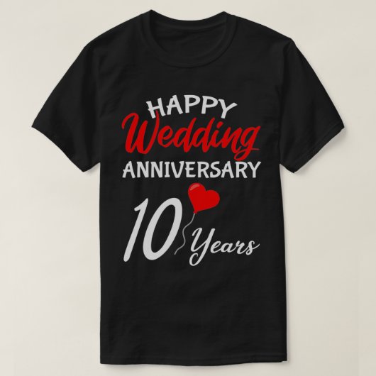 Happy 10th 結婚anniversaryハート tシャツ (デザイン正面)