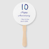 Happy 10th anniversaryブルーグリッターの名前の追加日付 ハンドファン (裏面)