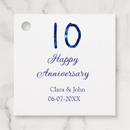 Happy 10th anniversaryブルーグリッターの名前の追加日付 フェイバータグ