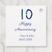 Happy 10th anniversaryブルーグリッターの名前の追加日付 フェイバータグ (裏面)