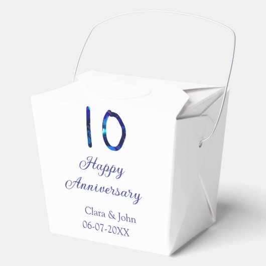 Happy 10th anniversaryブルーグリッターの名前の追加日付 フェイバーボックス (正面)