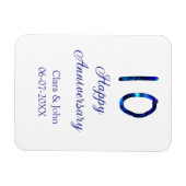 Happy 10th anniversaryブルーグリッターの名前の追加日付 マグネット (横)