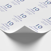 Happy 10th anniversaryブルーグリッターの名前の追加日付 ラッピングペーパー (角)