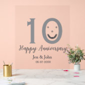 Happy 10th anniversary name date gray bold emoji アクリルサイン (ウェディング)