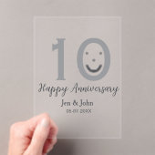 Happy 10th anniversary name date gray bold emoji アクリル招待状 (インサイチュ (ポータブル))