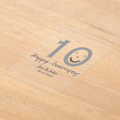 Happy 10th anniversary name date gray bold emoji アクリル招待状 (レイダウン)