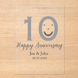 Happy 10th anniversary name date gray bold emoji アクリル招待状