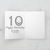 Happy 10th anniversary name date gray bold emoji カード (内部)