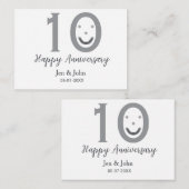 Happy 10th anniversary name date gray bold emoji ノートカード (正面/裏面)