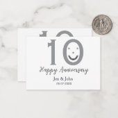 Happy 10th anniversary name date gray bold emoji ノートカード (正面/裏面インサイチュ)