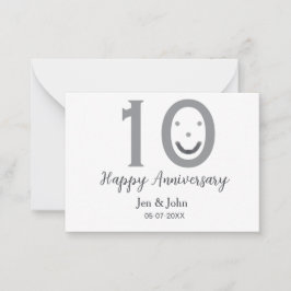 Happy 10th anniversary name date gray bold emoji ノートカード