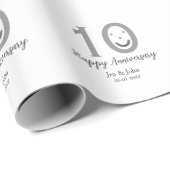Happy 10th anniversary name date gray bold emoji ラッピングペーパー (ロールコーナー)