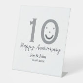 Happy 10th anniversary name date gray bold emoji 台座サイン (正面)