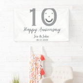 Happy 10th anniversary name date gray bold emoji 横断幕 (インサイチュ)