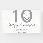 Happy 10th anniversary name date gray bold emoji 横断幕 (横)