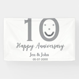 Happy 10th anniversary name date gray bold emoji 横断幕