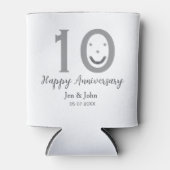Happy 10th anniversary name date gray bold emoji 缶クーラー (正面)