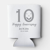 Happy 10th anniversary name date gray bold emoji 缶クーラー (裏面)