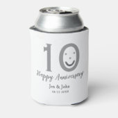 Happy 10th anniversary name date gray bold emoji 缶クーラー (缶裏面)