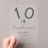 Happy 10th anniversary name date gray metal star b アクリル招待状 (インサイチュ (ポータブル))