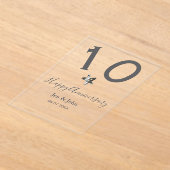 Happy 10th anniversary name date gray metal star b アクリル招待状 (レイダウン)