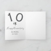 Happy 10th anniversary name date gray metal star b カード (内部)