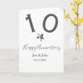 Happy 10th anniversary name date gray metal star b カード (黄色い花)