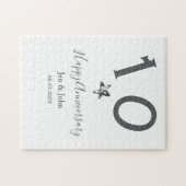 Happy 10th anniversary name date gray metal star b ジグソーパズル (横)