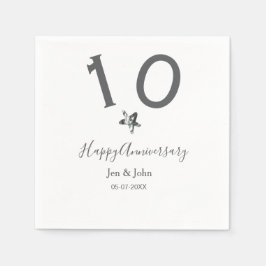 Happy 10th anniversary name date gray metal star b スタンダードカクテルナプキン