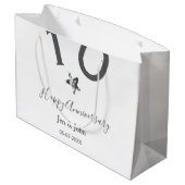 Happy 10th anniversary name date gray metal star b ラージペーパーバッグ (裏面アングル)