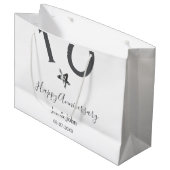 Happy 10th anniversary name date gray metal star b ラージペーパーバッグ (正面アングル)