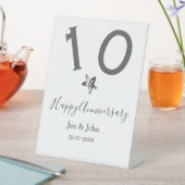 Happy 10th anniversary name date gray metal star b 台座サイン (インサイチュ)