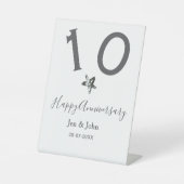 Happy 10th anniversary name date gray metal star b 台座サイン (正面)