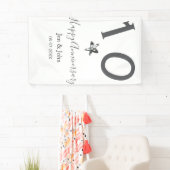 Happy 10th anniversary name date gray metal star b 横断幕 (インサイチュ)