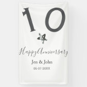 Happy 10th anniversary name date gray metal star b 横断幕 (縦)