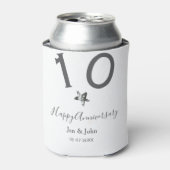 Happy 10th anniversary name date gray metal star b 缶クーラー (缶正面)