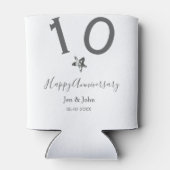 Happy 10th anniversary name date gray metal star b 缶クーラー (裏面)