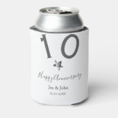 Happy 10th anniversary name date gray metal star b 缶クーラー (缶裏面)