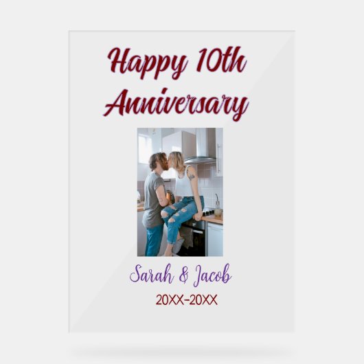 Happy 10th anniversary photoのカップル結婚名d アクリルサイン (正面)