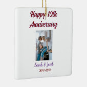 Happy 10th anniversary photoのカップル結婚名d セラミックオーナメント (右)