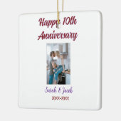 Happy 10th anniversary photoのカップル結婚名d セラミックオーナメント (左)